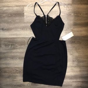 Heartbeat Song Black & Navy Backless Lace Dress